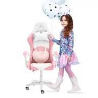 Fotele gamingowe - Fotel Gamingowy dla Dzieci Hell's Chair Rainbow Kids Pink- White różowy - miniaturka - grafika 1