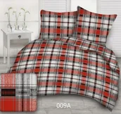 Pościel - Karo Pościel z kory 160x200 czerwona krzyś kratka 100% bawełna na guziki MKO-2333322 - miniaturka - grafika 1