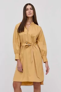 Sukienki - Boss Boss sukienka kolor żółty mini prosta - grafika 1
