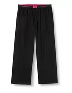 Spodnie damskie - Calvin Klein Damskie spodnie do spania, Czarny z logo w kolorze różowej fuksji, L - miniaturka - grafika 1