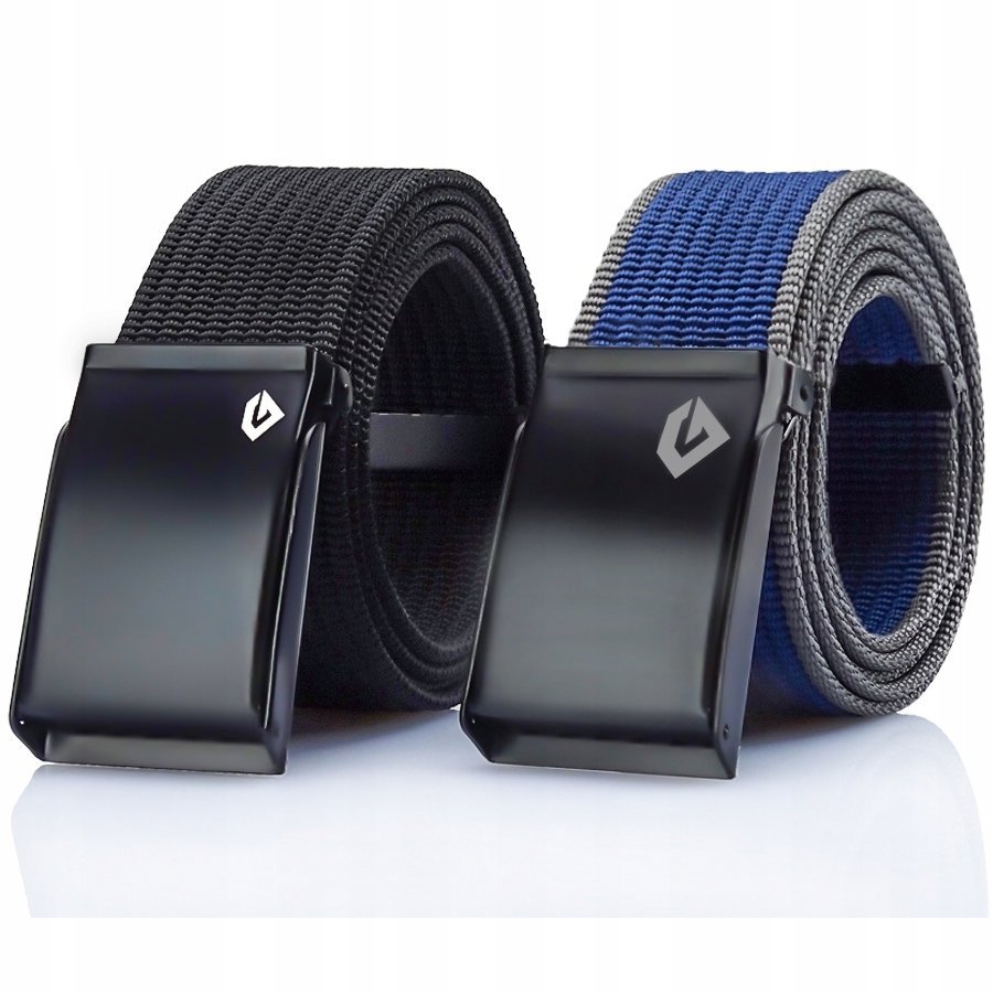 Pasek Męski x2 Parciany Zestaw Czarny+Granat-szary