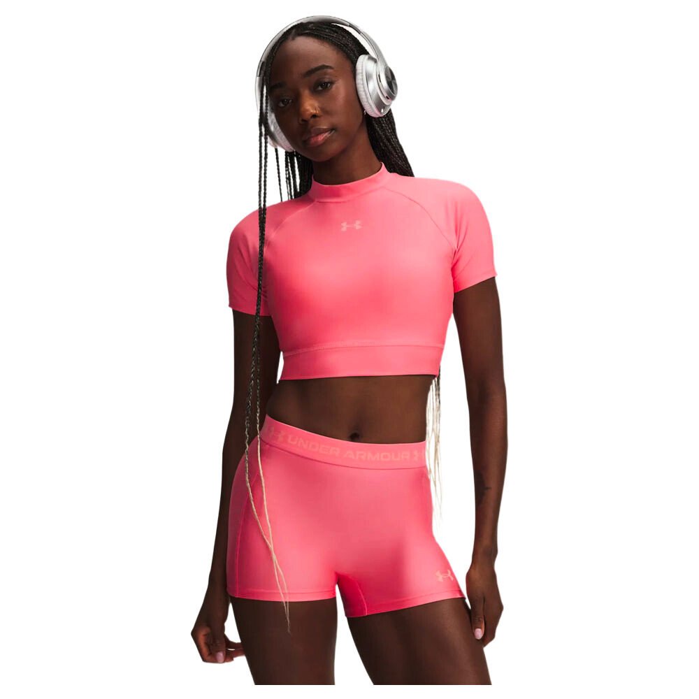Koszulka damska Under Armour HeatGear Crop Mock SS Bittersweet Pink/Posh Pink S