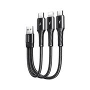 Kable USB - Joyroom 3w1 krótki kabel przewód USB - Lightning / USB Typ C / micro USB 3,5A 15cm czarny (S-01530G9 LCM black) S-01530G9 LCM black - miniaturka - grafika 1