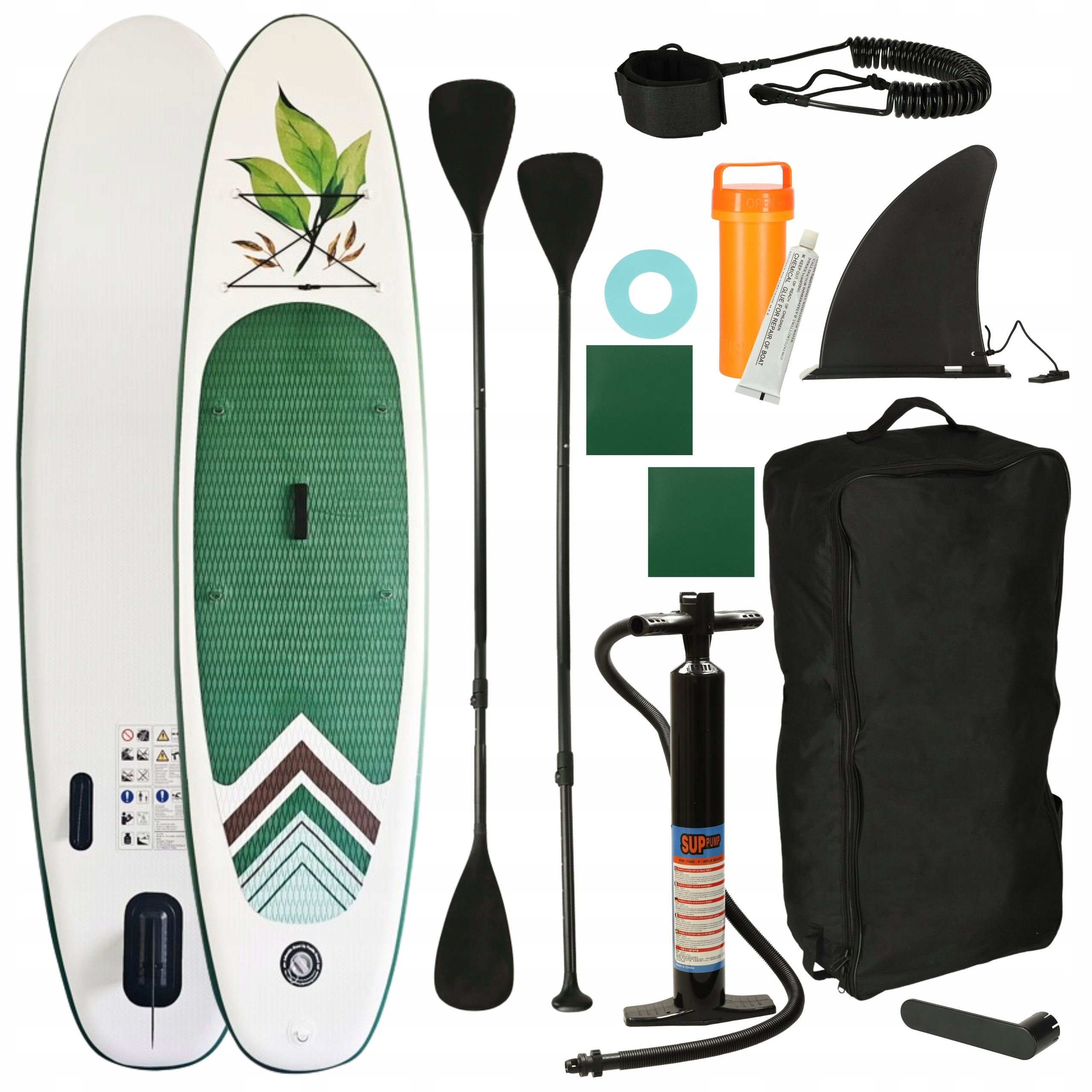 Deska Sup Do Pływania Dmuchana Stand Up Wiosło Pompka Plecak Zestaw XL 320