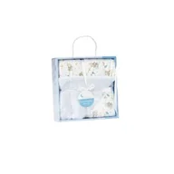 Koce i narzuty dla dzieci - Interbaby Kocyk dziecięcy 80x110 Słoniki niebieski mikrofibra - miniaturka - grafika 1