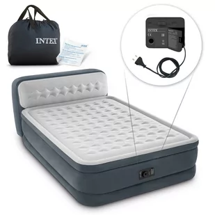 Intex Queen Dura-Beam Series dla dorosłych z wbudowaną elektryczną pompką Headboard, materac dmuchany, Grey, One Size (64448) - Materace turystyczne - miniaturka - grafika 1