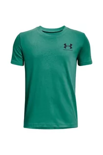 Koszulki dla chłopców - Under Armour t-shirt dziecięcy kolor zielony gładki - grafika 1