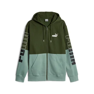 Bluza z kapturem męska Puma POWER COLORBLOCK FL zielona 67591131-XL - Bluzy męskie - miniaturka - grafika 1