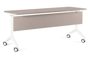 Biurko na kółkach Yumi S - Biały - Stelaż, Blat i Panel Maskujący - 180x70 cm - YZ-14 Beżowy - Biurka - miniaturka - grafika 1