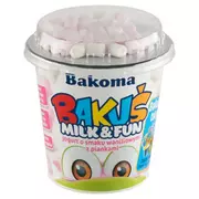 Desery dla dzieci - Bakoma Bakuś Milk & Fun Jogurt o smaku waniliowym z piankami 128 g - miniaturka - grafika 1