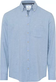 Koszule męskie - BRAX Męska koszula w stylu Daniel U Light Flanell Uni prosta koszula flanelowa koszula z kołnierzem button-down, River, L - grafika 1