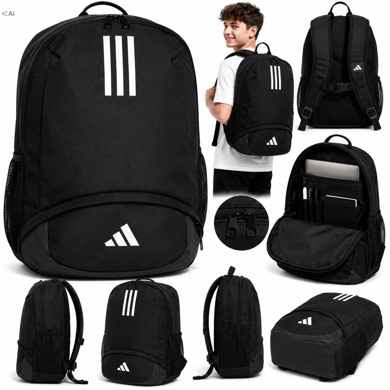 Plecak Szkolny Adidas Młodzieżowy Czarny Sportowy Plecaki Szkolne Duży Trio