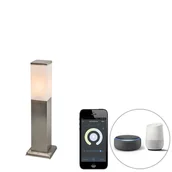 Lampy ogrodowe - QAZQA Inteligentna lampa zewnętrzna 45 cm stal z Wifi P45 - Malios - miniaturka - grafika 1