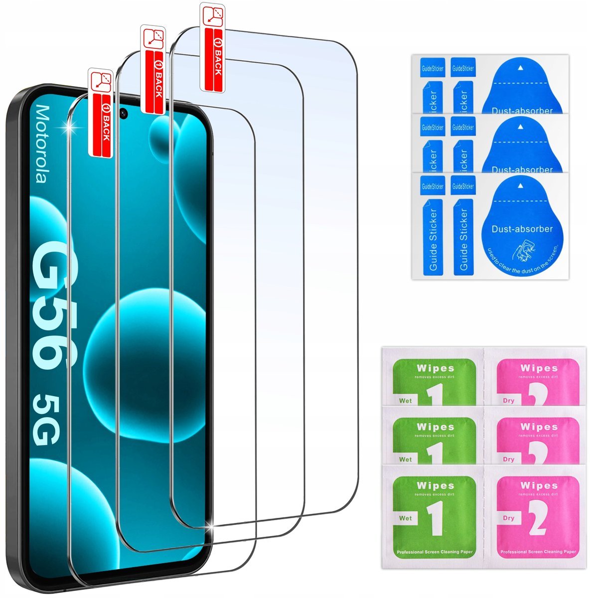 3x SZKŁO HARTOWANE SZYBKA 9H do Motorola G56 5G zestaw 3 sztuk