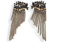 Kolczyki - Wyjątkowe eleganckie kolczyki z czarnymi kamieniami wiszące cyrkonie - miniaturka - grafika 1