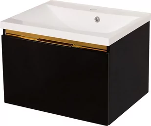 Czarna szafka z umywalką złoty uchwyt 60 cm seria Diamond Gold Gante C - Szafki łazienkowe - miniaturka - grafika 1