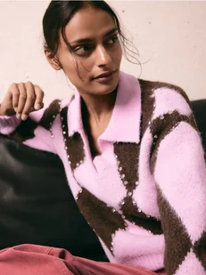 Reserved - Sweter polo w romby - wielobarwny - Swetry damskie - miniaturka - grafika 1