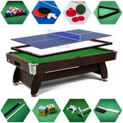 Stoły bilardowe i akcesoria - Stół bilardowy spływowy Vip Extra 9 FT brąz zielony z nakładką ping-pong cymbergaj - miniaturka - grafika 1