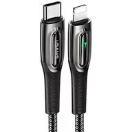 Kable USB - USAMS Kabel pleciony USB-C na Lightning Smart Power-off 20W PD Cable 1.2m czarny/black SJ518USB01 (US-SJ518) - miniaturka - grafika 1