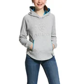 Kurtki jeździeckie - ARIAT Bluza młodzieżowa z kapturem 3D LOGO SS20 - heather grey - miniaturka - grafika 1