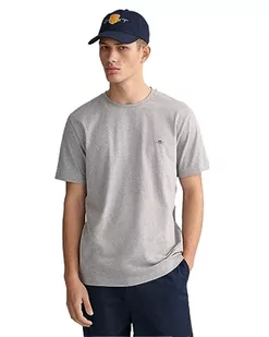 GANT Koszulka męska Reg Shield Ss, szary melanż, XL - Koszulki męskie - miniaturka - grafika 1