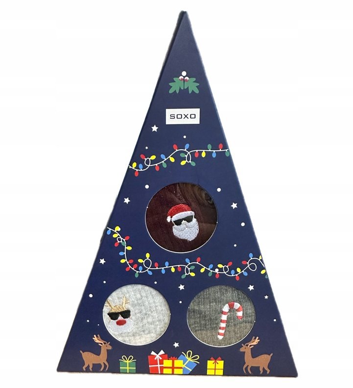 Świąteczne skarpetki 3 pary SOXO 41-46 (w ozdobnym opakowaniu)