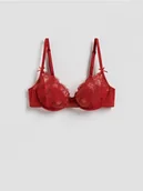 Biustonosze - Reserved - Miękki biustonosz z fiszbiną - czerwony - miniaturka - grafika 1