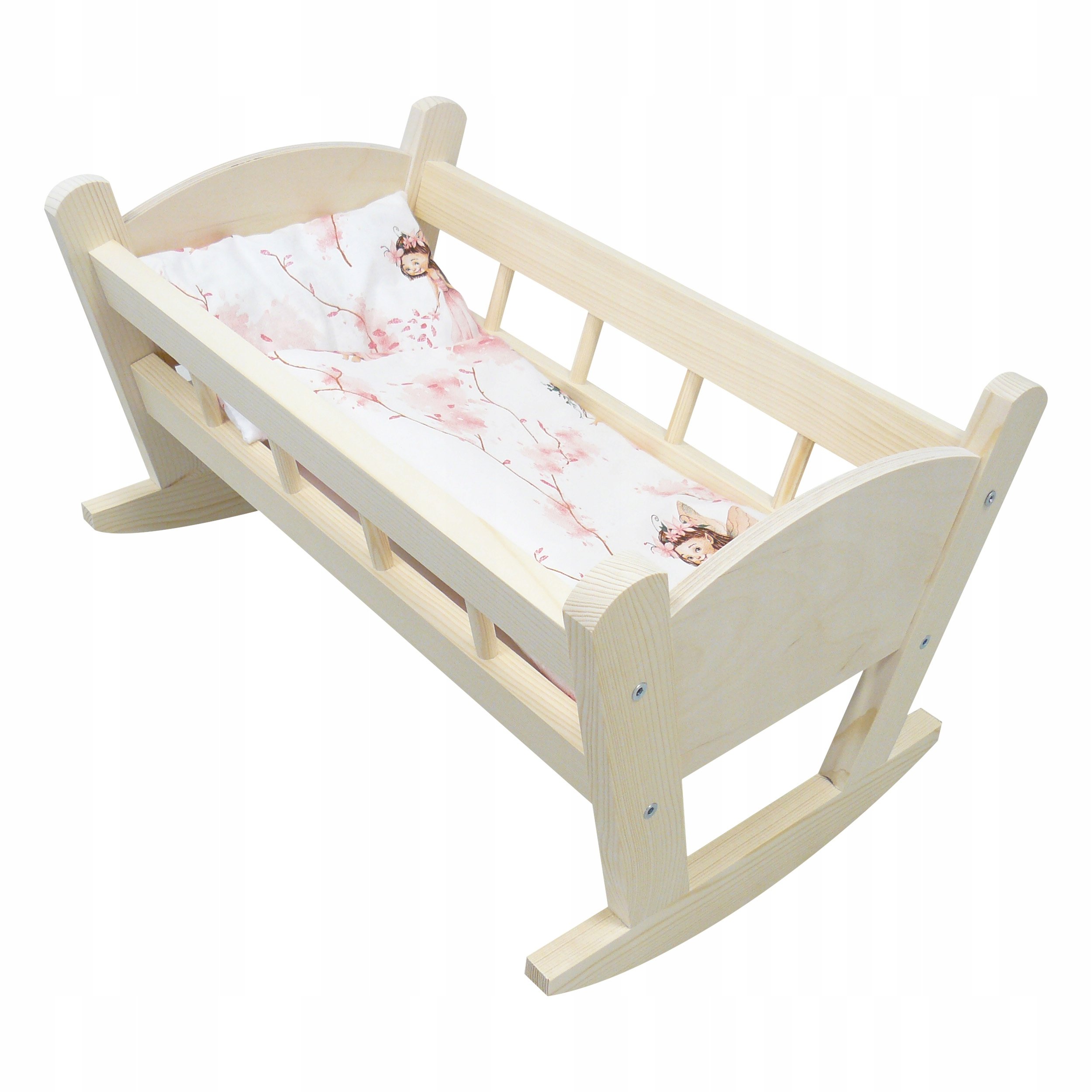 Drewniana Kołyska Dla Lalek Pościel Elfiki Pokój Dziecięcy