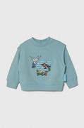 Bluzy dla chłopców - Emporio Armani bluza bawełniana niemowlęca x The Smurfs kolor turkusowy z aplikacją - miniaturka - grafika 1