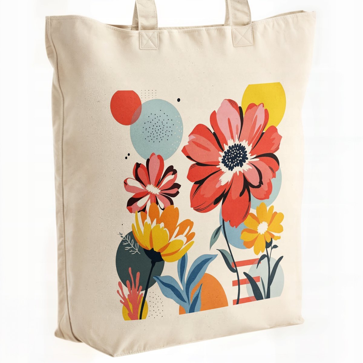 Torba bawełniana premium na zakupy Motyw Kwiatów Kwiaty Abstrakcja Prezent