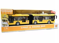 Samochody i pojazdy dla dzieci - ŻÓŁTY AUTOBUS PRZEGUBOWY MIEJSKI ŚWIATŁO DŹWIĘK OTWIERANE DRZWI - miniaturka - grafika 1
