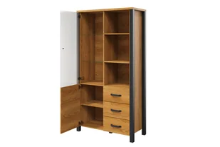 Witryna dwudrzwiowa z szufladami Olin 13 - dąb karmel / czarny supermat - Witryny - miniaturka - grafika 4