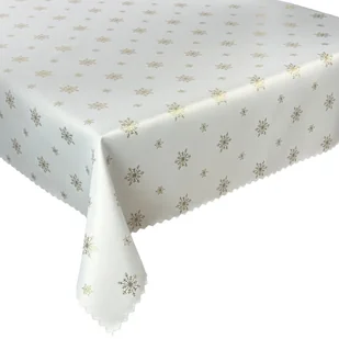 Dwustronny Obrus Plamoodporny Świąteczny  Śnieg Złoty-80x80 cm - Obrusy i serwetki - miniaturka - grafika 1