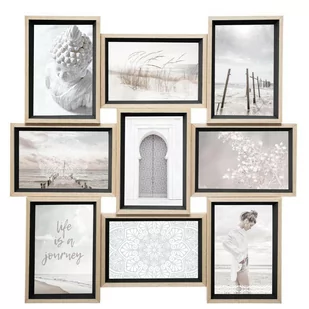 Ramka Na 9 Zdjęć Moly Czarna/Naturalna - Ramki na zdjęcia Ramka Na 9 Zdjęć Moly Czarna/Naturalna - Ramki na zdjęcia - miniaturka - grafika 1