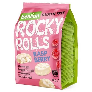 Wafle ryżowe w polewach Rocky rolls white - raspberry Benlian, 70g - Ciastka - miniaturka - grafika 1