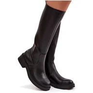 Kozaki damskie - Skórzane Kozaki Damskie Ocieplane Maciejka A7164-01 Czarne-39 - miniaturka - grafika 1