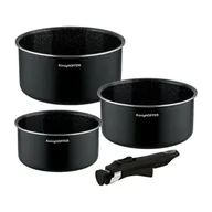 Zestawy garnków i patelni - Zestaw garnków Konighoffer Spinel Black, 16/18/20 cm, odpinana rączka, czarne - miniaturka - grafika 1