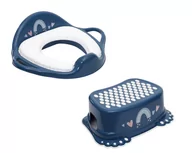 Nocniki - Zestaw Nakładka Miękka Na Sedes Do Toalety Podnóżek Podest Tęcza Granatowa - miniaturka - grafika 1