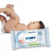 Chusteczki nawilżane - CHUSTECZKI NAWILŻANE CONFY SENSITIVE 99% WODY Z KLIPSEM 90 SZT - miniaturka - grafika 1