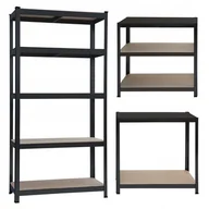 Regały - REGAŁ MAGAZYNOWY METALOWY CZARNY 150x75x30cm 5 PÓŁEK SZAFKA - miniaturka - grafika 1