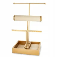 Biżuteria - akcesoria - Stojak na biżuterię zegarki jasny złoty na pierścionki przegródki ozdoba - miniaturka - grafika 1