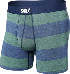 Bokserki męskie szybkoschnące SAXX VIBE Boxer Brief  w pasy - granatowe - Majtki męskie - miniaturka - grafika 1