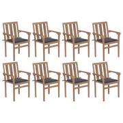 Fotele i krzesła ogrodowe - vidaXL Lumarko Sztaplowane krzesła ogrodowe z poduszkami 8 szt., drewno tekowe! 3073433 - miniaturka - grafika 1