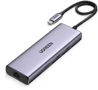 Kable - UGREEN Czytnik kart 9w1 wielofunkcyjny HUB USB Typ C - 2x USB 3.2 Gen 1 / 1x USB 2.0 / 2x HDMI 4K 60Hz / SD i TF / USB Typ C PD 100W / Ethernet RJ45 szary (90119 CM490) 90119 CM490 - miniaturka - grafika 1