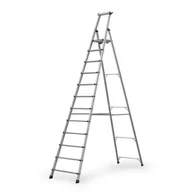 Pozostałe wyposażenie warsztatu - Schody aluminiowe jednostronne z półką, 1x12 stopni, wysokość 2,95 m - miniaturka - grafika 1