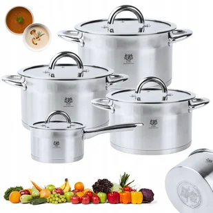 Zestaw Garnków Indukcja Gaz Komplet 8el Stal Nierdzewna 18/0 GRACE Garnki - Zestawy garnków i patelni - miniaturka - grafika 1