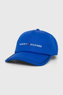 Czapki męskie - Tommy Hilfiger czapka z daszkiem bawełniana kolor niebieski z aplikacją - grafika 1
