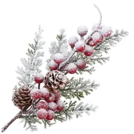 Ozdoby bożonarodzeniowe - Gałązka Ośnieżona Świerk Jarzębina Szyszki - miniaturka - grafika 1