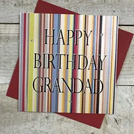 Kartki okolicznościowe i zaproszenia - WHITE COTTON CARDS białe bawełniane kartki Happy Birthday Grandad, ręcznie robione w paski, SB62-GD SB62-GD - miniaturka - grafika 1