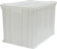 Pojemniki przemysłowe - Artech Pojemnik transportowy EURO 410 z pokrywą, dno i ścianki pełne wym. 600 x 400 x 410 mm biały - miniaturka - grafika 1
